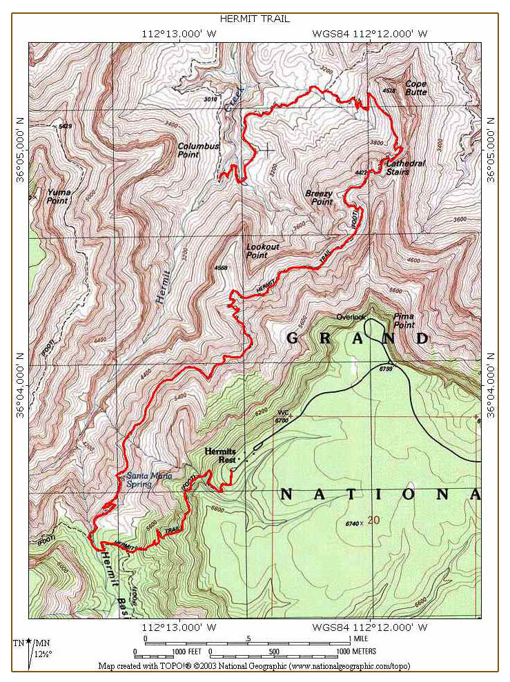 All Hikers Hermit trail map